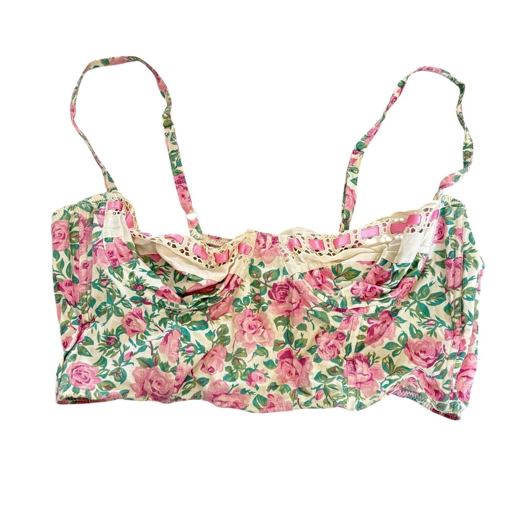 Princesse Tam Tam Y2K Floral Bustier Womens Lace Ribbon French